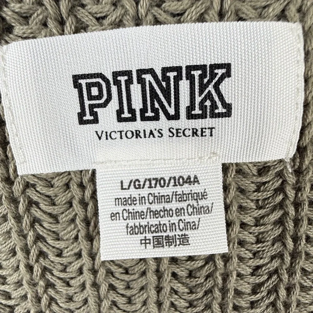 PINK Victoria's Secret Olive Green Chunky Pullover Sweater Large earthy cozy